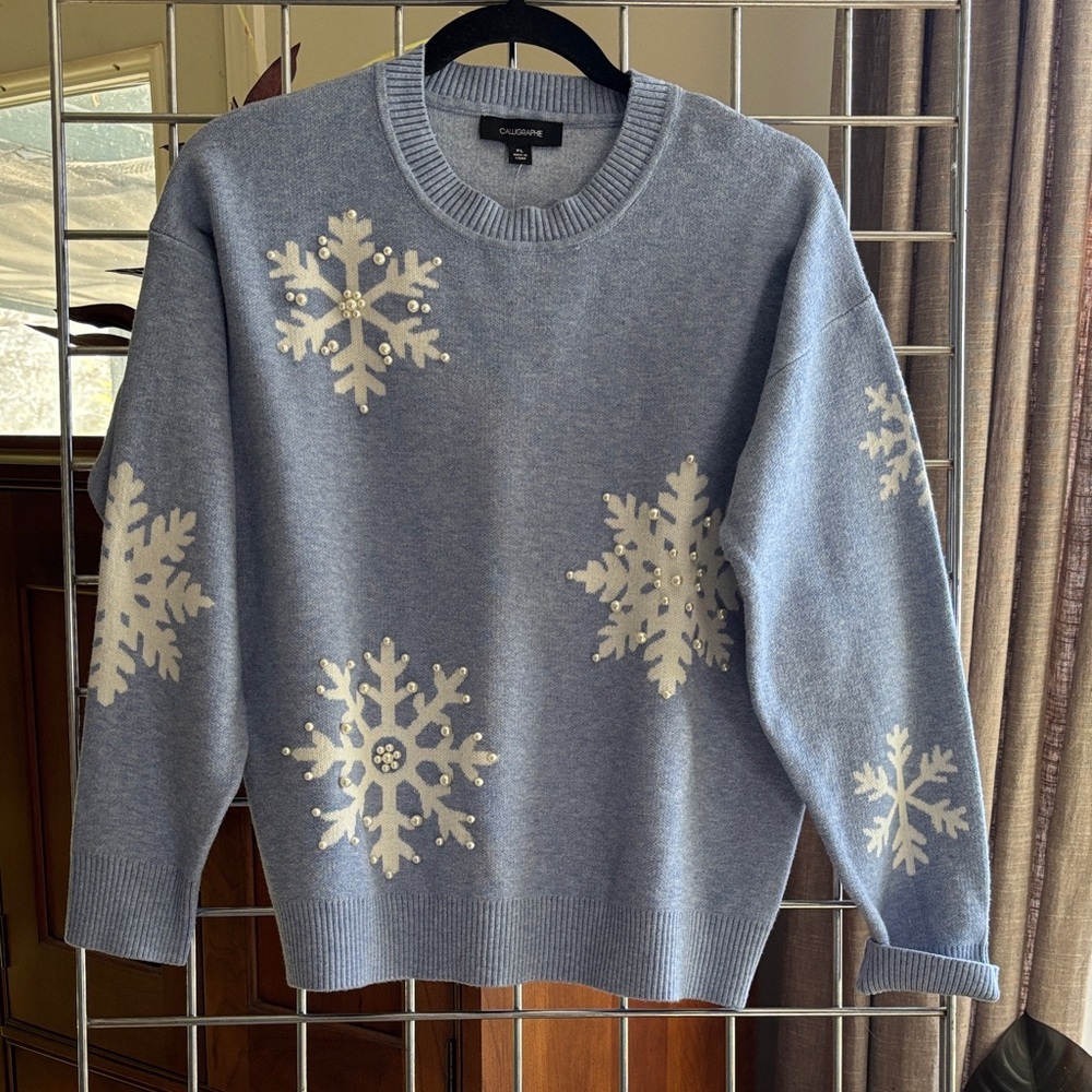 Calligraphie Snowflakes Sweater Anthropologie Petites